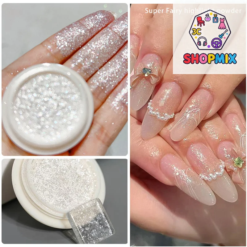 

1Box Nail High Gloss Magic Mirror Sequins Nail Shining Mirror Flour Hyper Flash Sequin Nail Art Nail Decoration DIY