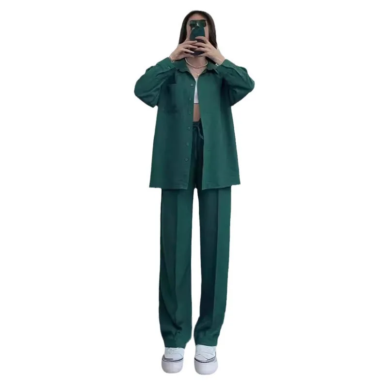 New hot ladies casual shirt suit spot spring autumn loose fashion solid color sports comfortable high-end career office
