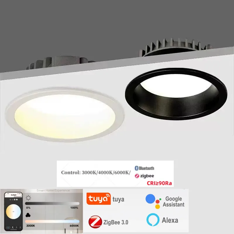 

Zigbee 3.0 embedded LED tube light anti glare black and white ceiling light bedroom kitchen AC110V 220V home living room bedroom