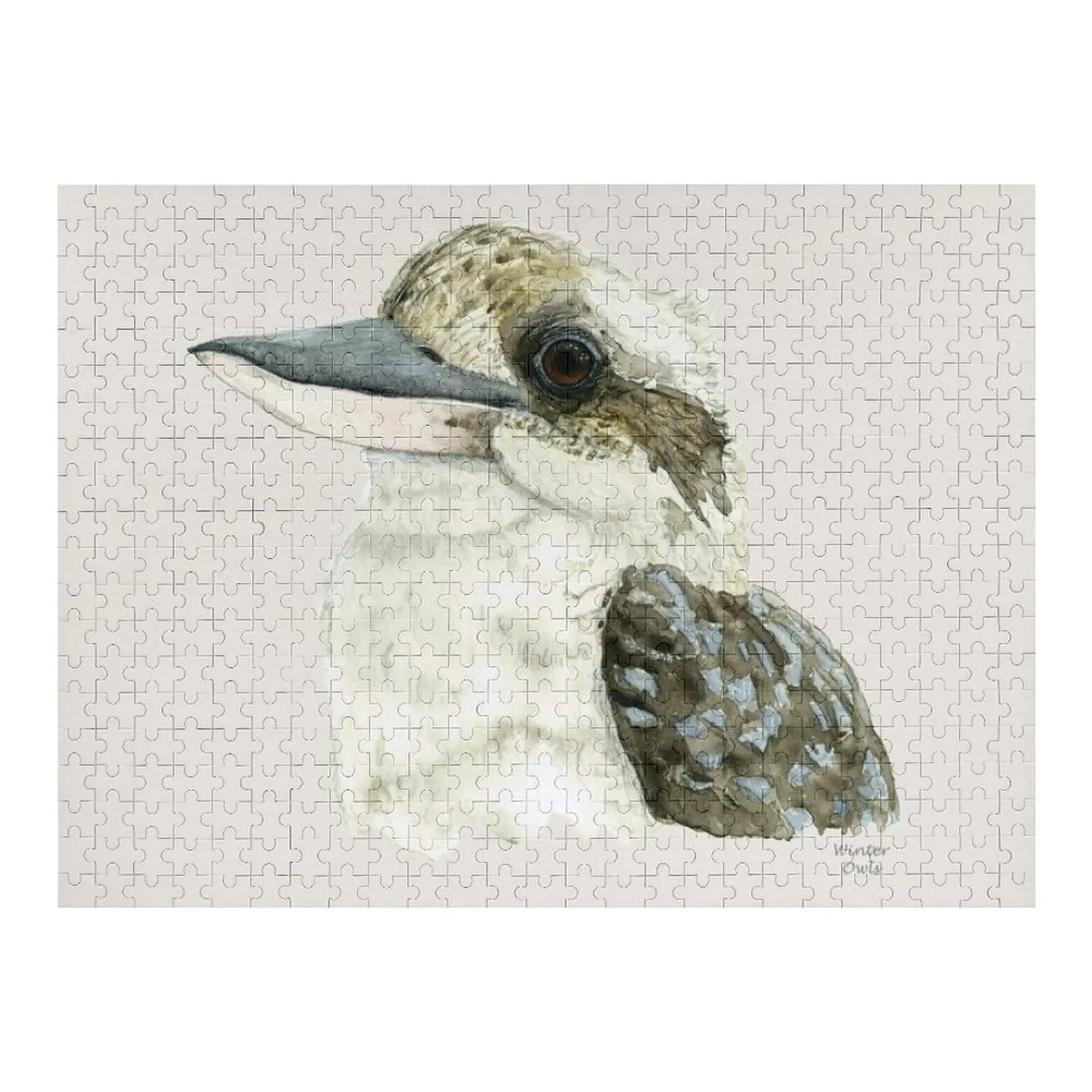

Laughing Kookaburra Watercolour Painting, Australian Native Bird Art Jigsaw Puzzle Toys For Children Wooden Animal Puzzle