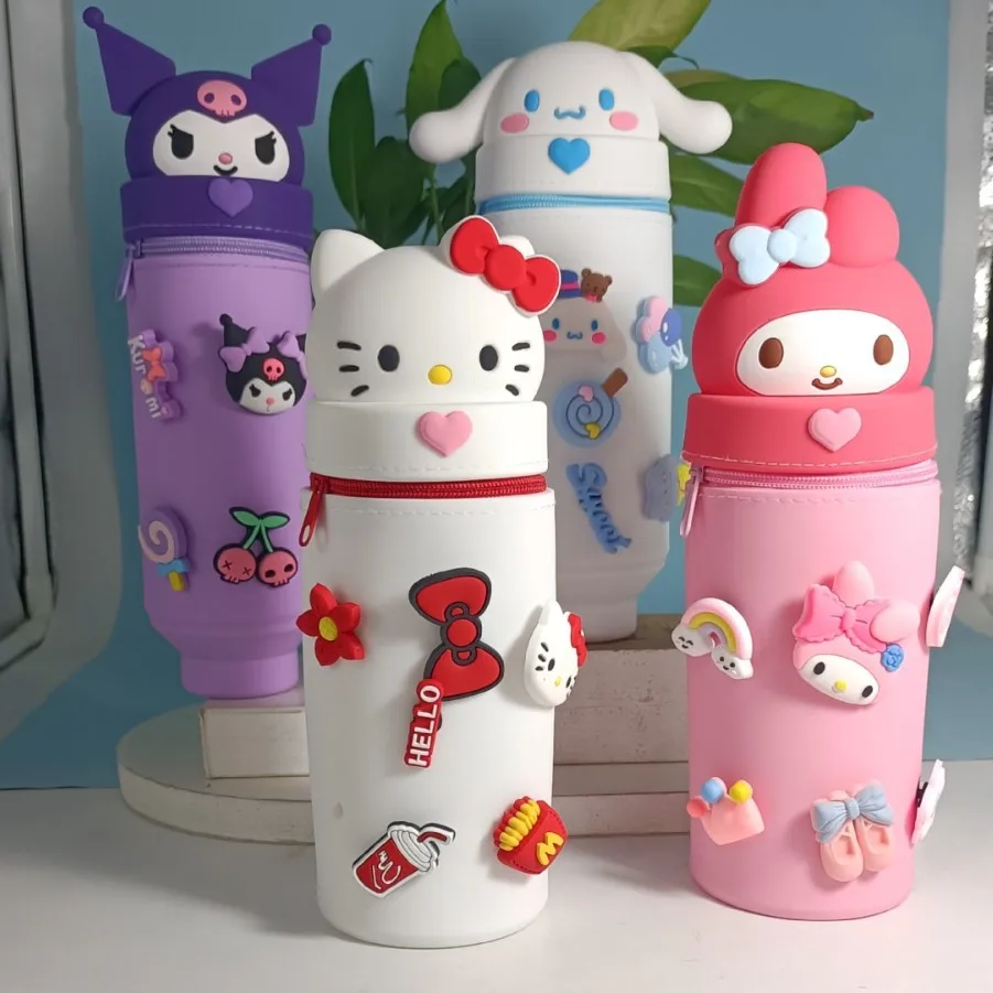 

Sanrio My Melody силиконовый складной держатель для ручек двойного назначения DIY коробка для ручек офисные канцелярские принадлежности для хранения монет коробка для хранения подарки