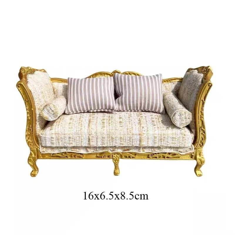 Dollhouse Sofa Furniture Model Miniature Double Sofa Miniature Chairs Doll Accessories New Diy Miniature Dollhouse