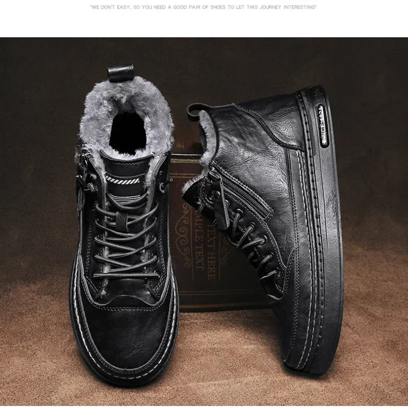 New High Top Doc Martens Boots with Extra Thick Warm Outdoor Walking Ankle Boots Lace-up Casual Shoes with Cotton Shoes