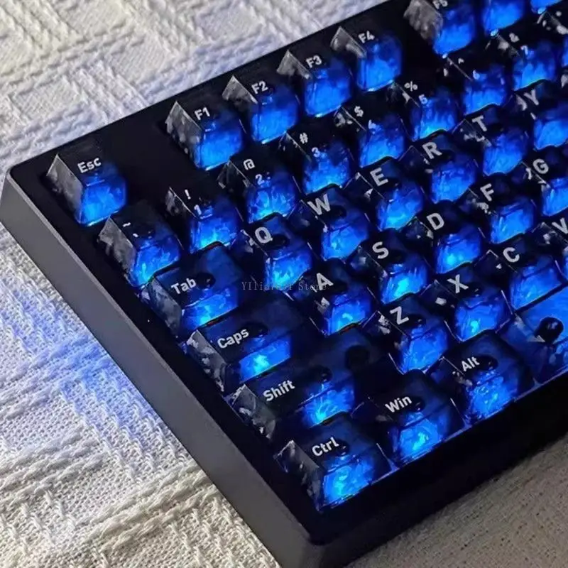 132Keys Through Keycaps Carbon Fiber Textured For Mechanical Keyboards