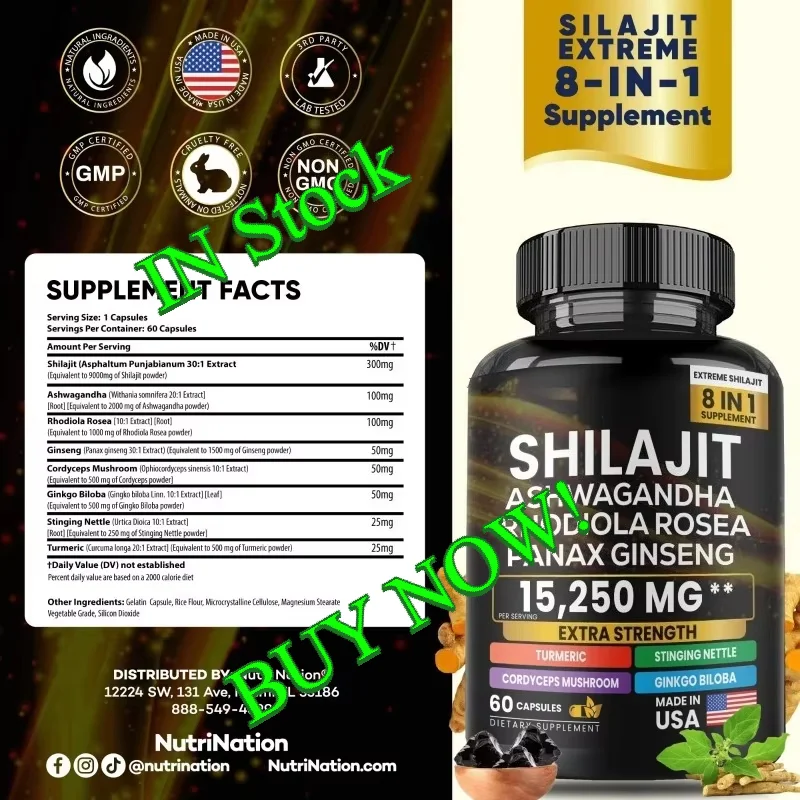 

Мягкие капсулы Shilajit 8 в 1, добавка, натуральная минеральная смола, как вещество, питательный агент, устойчивая к окислению, повышает иммунитет
