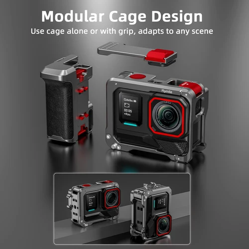 Imagen 2 del producto Para Insta360 Ace Pro 2 Kit de agarre cámara marco de Metal con botón de obturador para Insta 360 Ace Pro 2 Accesorios