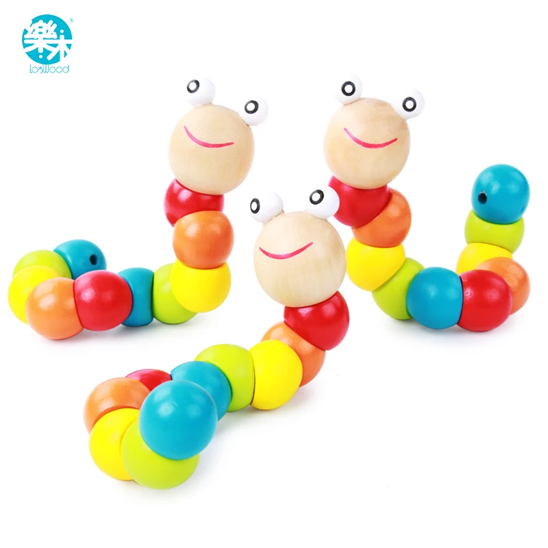 Baby toys 2016 New Variety Twist-colored Insects Wooden Toys Educational kid brinquedo madeira educative hand game