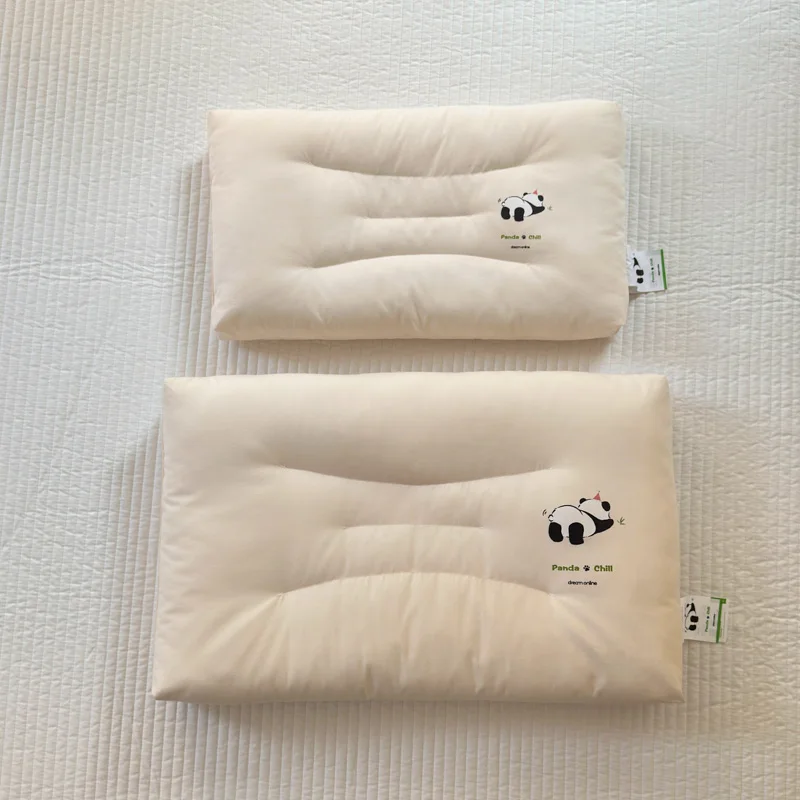 New Child White Sleeping Pillow Panda Printing Kids Children Student Neck Health Care Pillows 100% Cotton Face 30*50/40x60cm