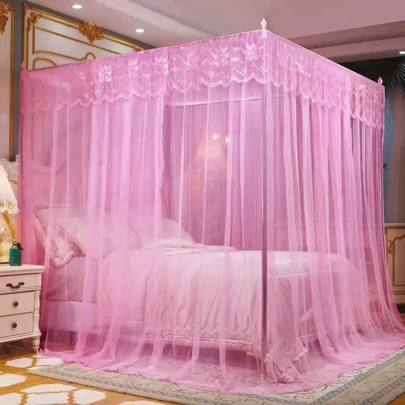 Three-Door Court Style Mosquito Net Stand Set for Double Bed 2 Meters Princess Style Canopy Floor Mounted Bedding Accessories