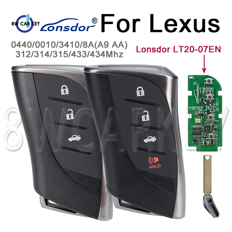 LT20-07EN Control Remote Key Lonsdor For Lexus RX ES300h ES200 LS500 LS500H 0440 8A AA A9 BA Chip 312/314.3Mhz 433.58/434.42MHz