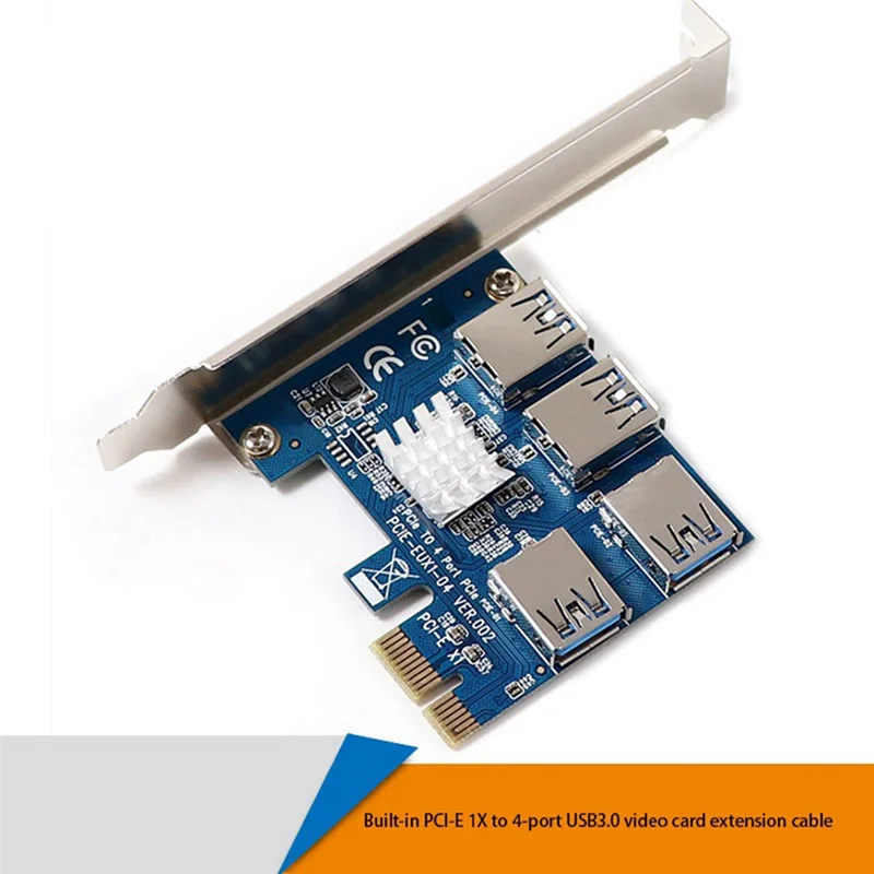 PCIE PCI-E PCI Express Riser Card, 1X à 16X, 1 à 4 USB 3.0 Slot Multiplier airies Adapter