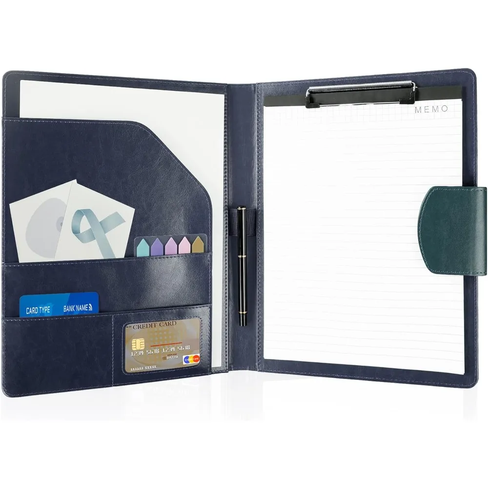 

A4 Leather Padfolio Portfolio Organizer Binder,A4 Business Interview Legal Document Folder with Magnetic Closure Cover,Resume Fo