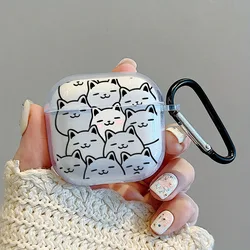 Cute Cartoon Cats Silicone Cases For Apple Airpods Pro/Pro2 Wireless Bluetooth Earphone For AirPods 3/4 With Keychain Cover