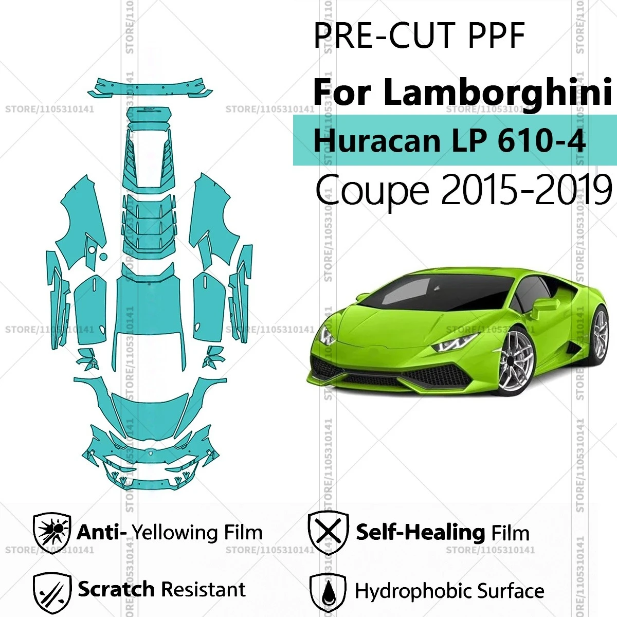 

For Lamborghini Huracan LP 610-4 Coupe 2015-2019 Pre-Cut Paint Protection Film PPF Transparent Car Film Automotive PPF