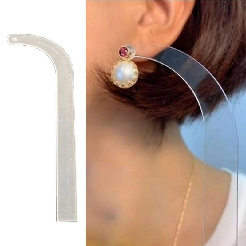 

J78F 10Pieces Clear Try-Free Earrings Display Props Ear Display Curved Strip