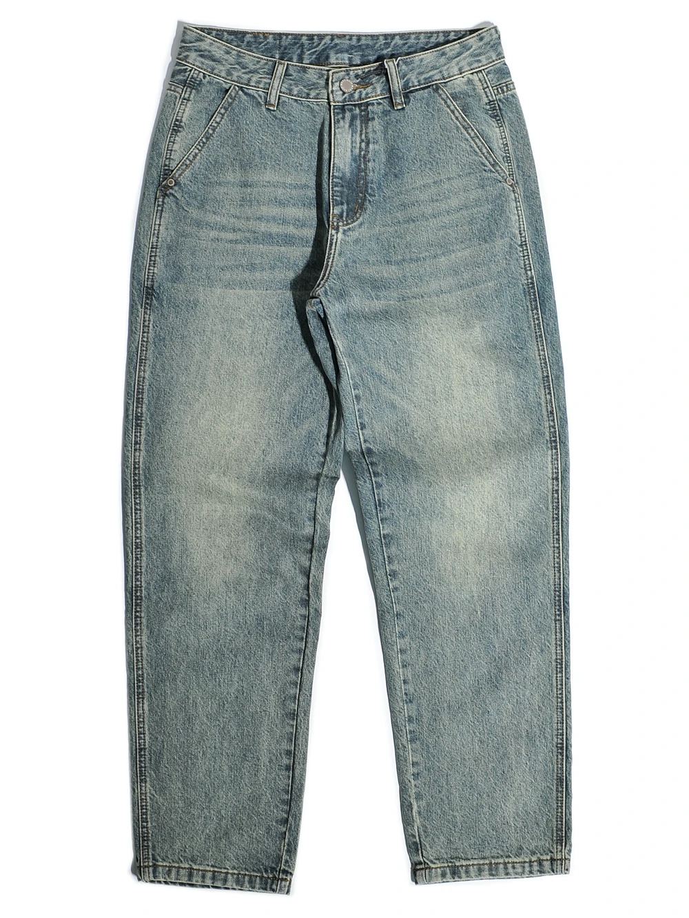 

Retro American Dad Sle Distred Loose Casual Men's Jeans Classic Hong Kong Sle Straight Leg Wide Leg Long Pants