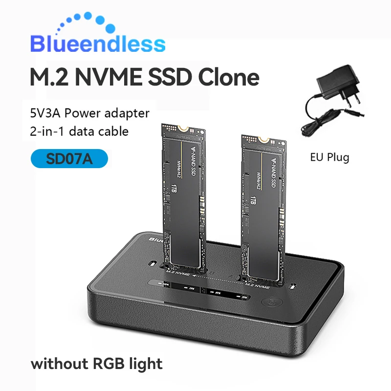 Blueendless Dual-Bay M.2 NVME SSD Klon-Dockingstation 20 Gbit/s USB3.2 USB C Typ C OFFline Cloner Duplicator NVme PCIE-Gehäuse 4