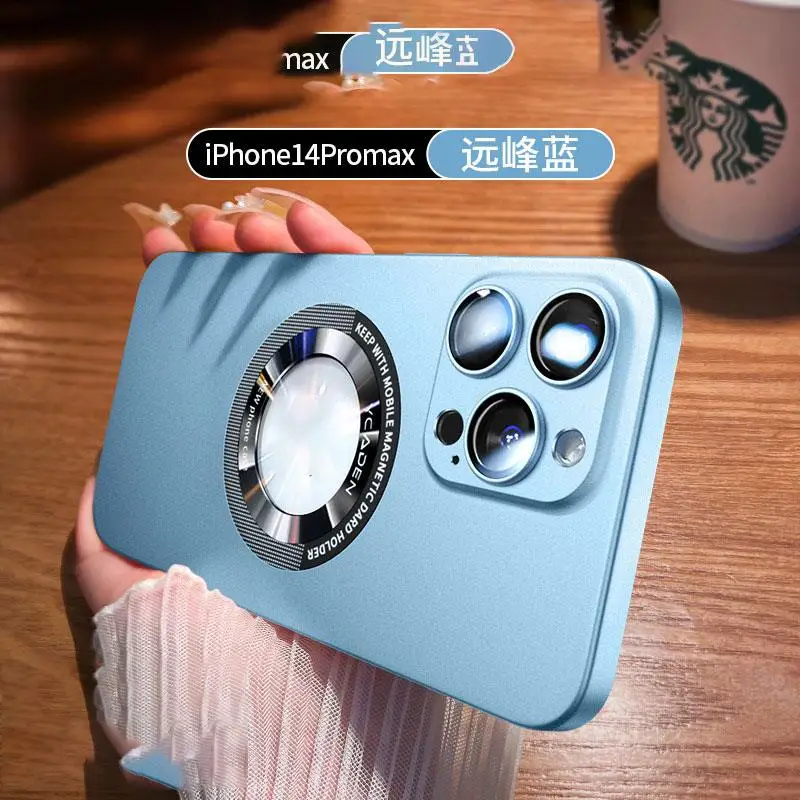 For iPhone 14 Pro Max phone case iPhone14 Magnetic suction Anti-fall Magsafe Ultra-thin New frosted13comes with lens film 12plus