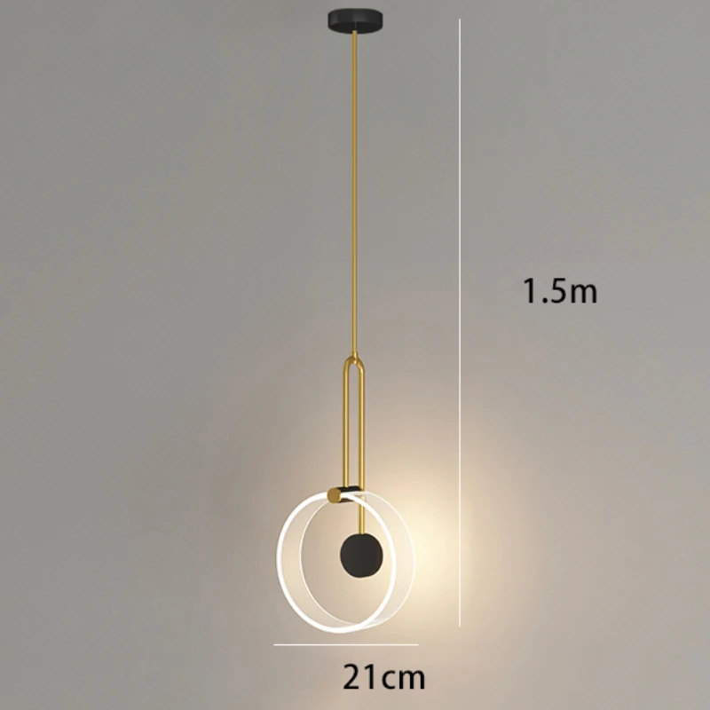 

Nordic style minimalist LED pendant lights acrylic ring modern hanging lamp bedside living room background wall bedroom lighting