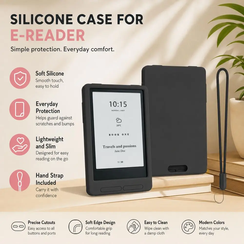 Protective Case For XTEINK X3 Silicone Anti Fingerprint Soft Slip Resistant Cover With Detachable Carry Lanyard Slim Lightweight