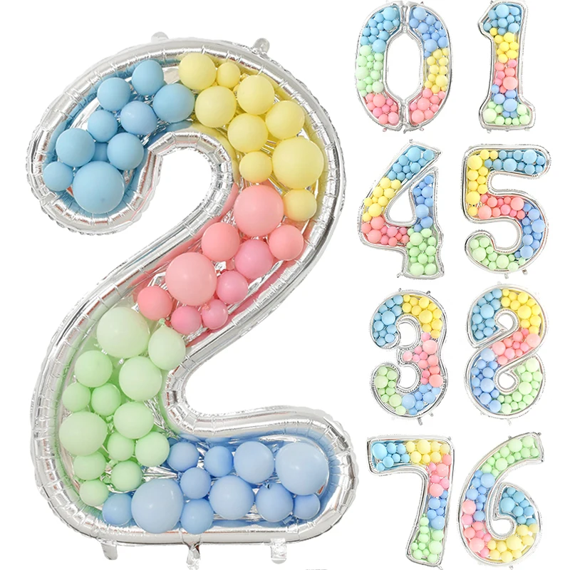 65inch Giant Number Balloon Frame Kids Birthday Decoration Figure 0-9 Balloons Filling Box Anniversary Baby Shower Party Decor