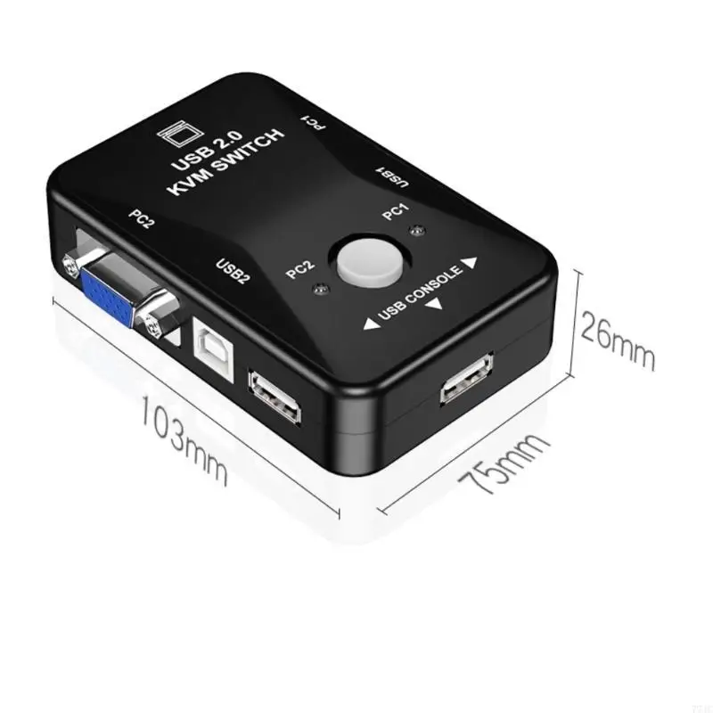 USB KVM Switcher 1080P VGA for Easy Double Computer Access Efficient Management 77JC