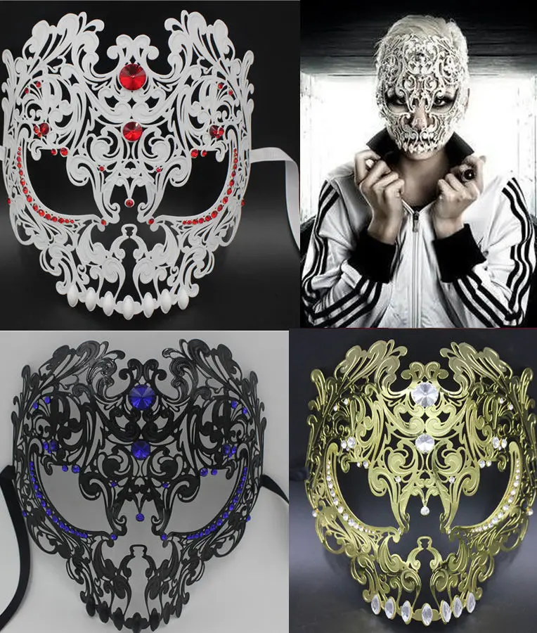 

Halloween skull metal diamond mask, party dress up Venice horror funny mask