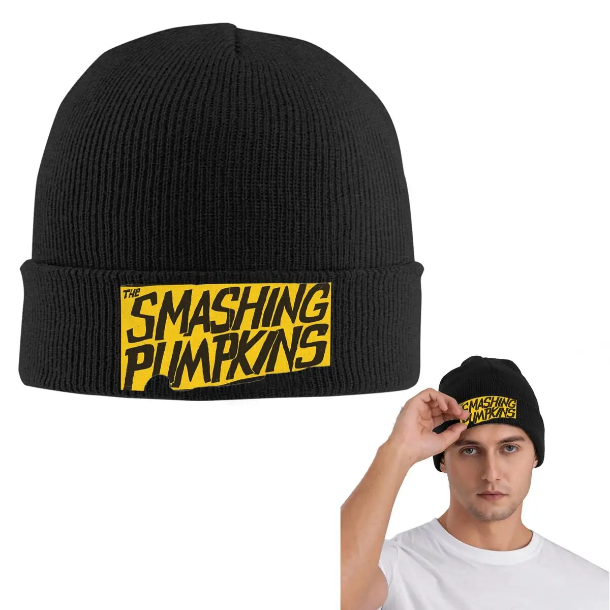 Smashing Pumpkins Warm Knitted Cap Fashion Bonnet Hat Autumn Winter Outdoor Beanies Hats for Unisex Adult