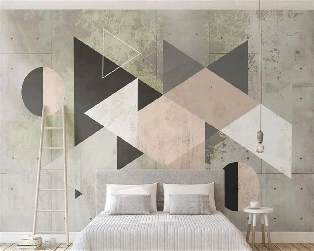 Customized wallpaper 3D Nordic simple personality abstract geometric line square Living room background wall bedroom restaurant