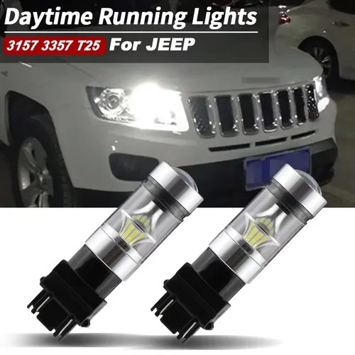 2 uds Canbus para Jeep Grand Cherokee 2011 2012 2013 3157 bombillas Led de circulación diurna P27/5W P27/7W T25 lámpara DRL automática