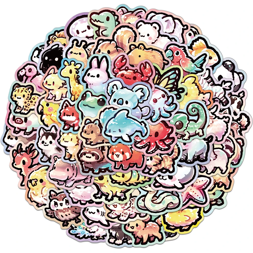 65개 창의적인 동물 그래피티 간단하고 귀여운 스티커, 계정 장식, 휴대폰 케이스, 맞춤형 방수 스티커