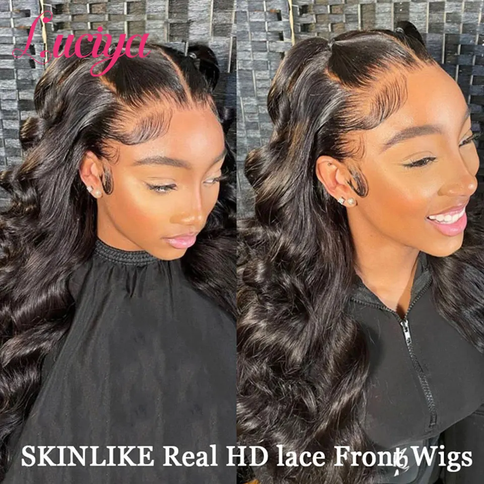 Luciya Haar Body Wave Hd Lace Front Menselijk Haar Pruiken Voor Vrouwen Braziliaanse Transparant 360 Kant Frontale Pruik 4X4 Vetersluiting Pruik