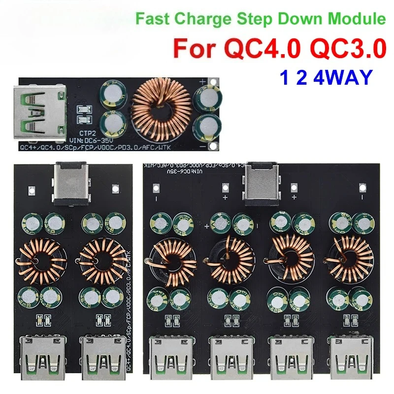 QC4.0 QC3.0 1 2 4 Way USB Type-C Mobile Phone Quick Charge Adapter 6-35V Step Down Buck Boost Module SW3518 / SW3516 For Huawei