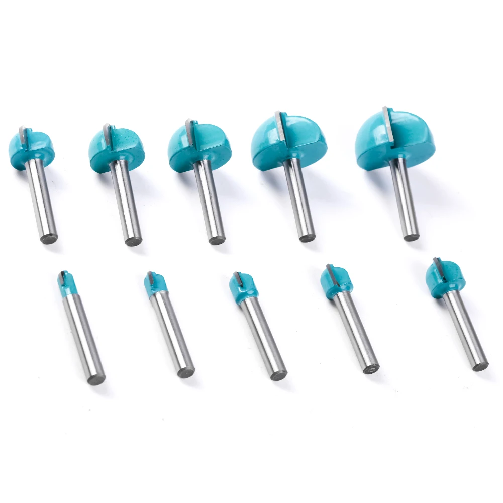 1Pc 6mm Shank Router Bit Set Carbide End Mill Tool Long Blade Round Nose Bit Core Box Solid Carbide CNC Radius Core Milling Bit