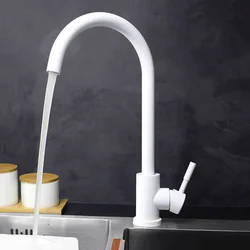 Black & White Color 304 Stainless Steel Hot And Cold Kitchen Faucet Dual Sink Rotation Kitchen Water Tap Mixer