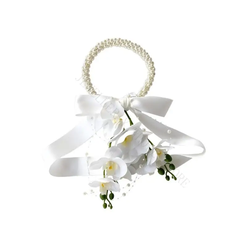 R7UF Wedding Handheld Flowers with Carry Handle and Ribbon Accent for Bride Photo