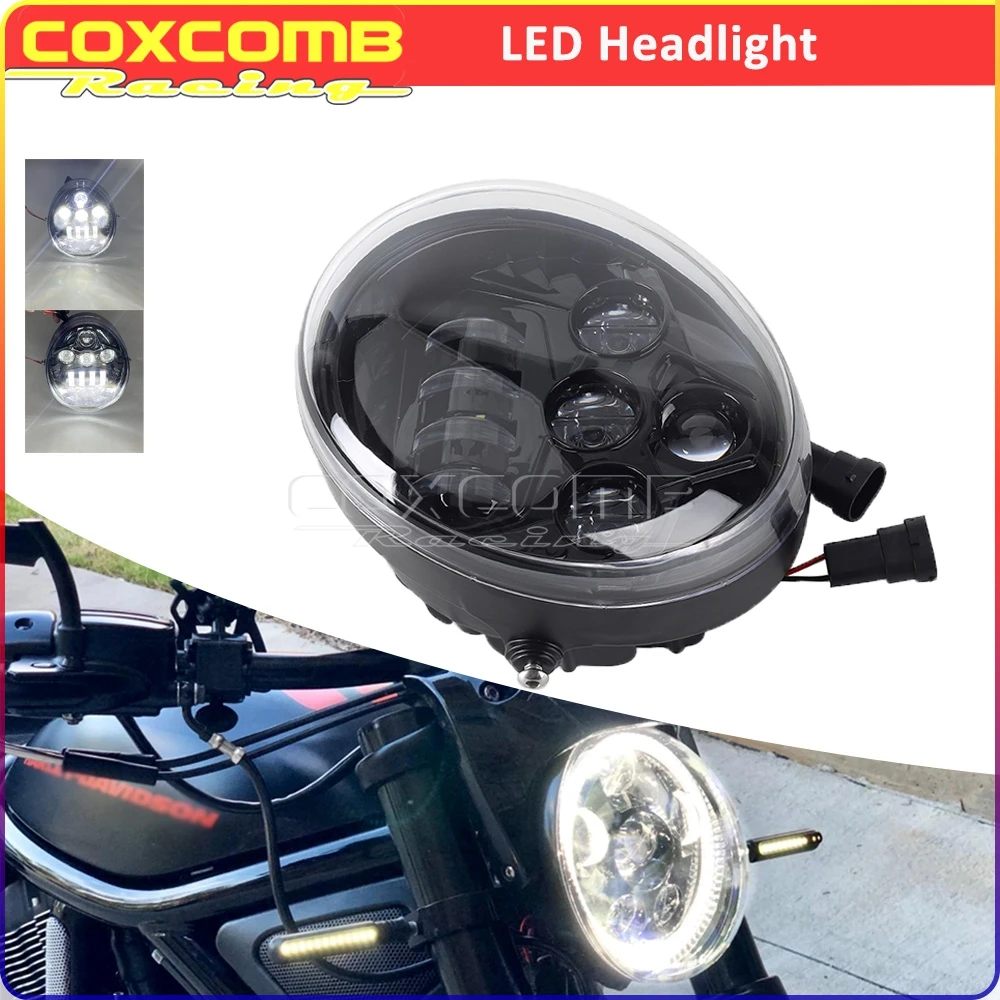 Eagle Light Motorcycle LED Head Light Oval Projection Headlight Hi/Lo Beam Headlamp For Harley VRXSE V-Rod Muscle CVO Street Rod