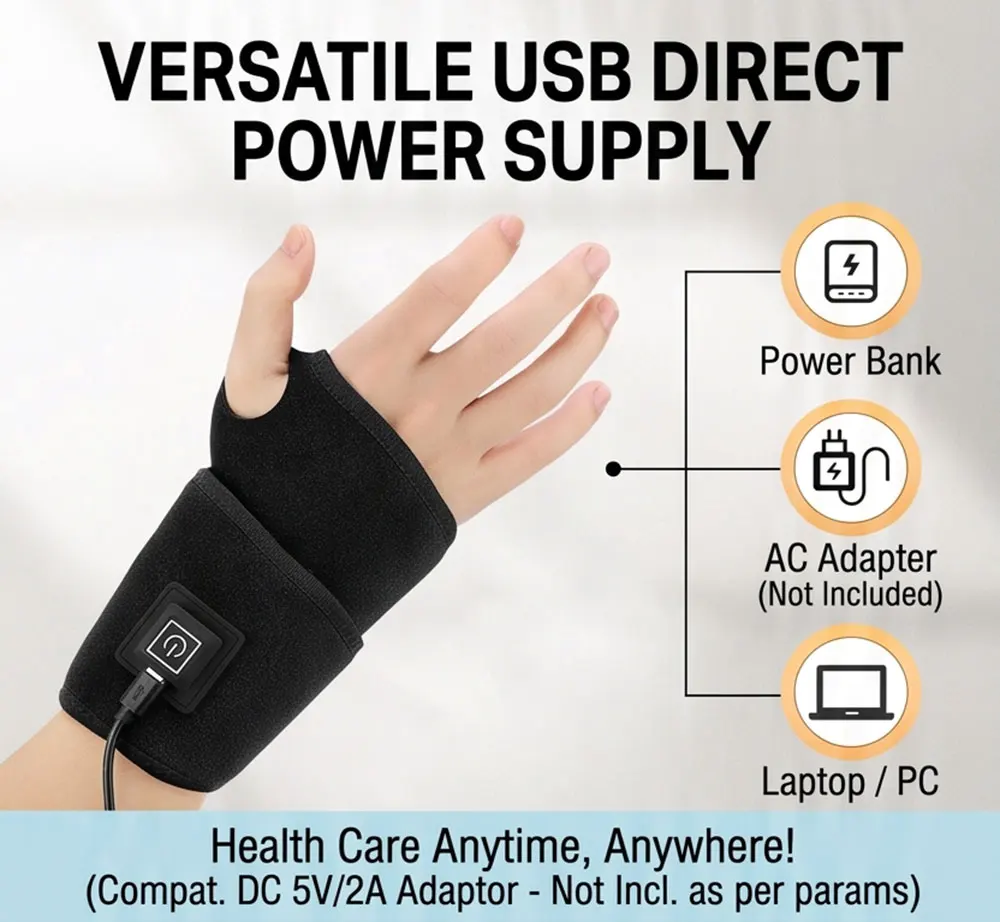 Electric Compress Hot Wrist Wrap 36/48 LEDs 3 Modes 660nm 850nm Infrared Wearable Joint Support Portable Hand Relaxation Brace