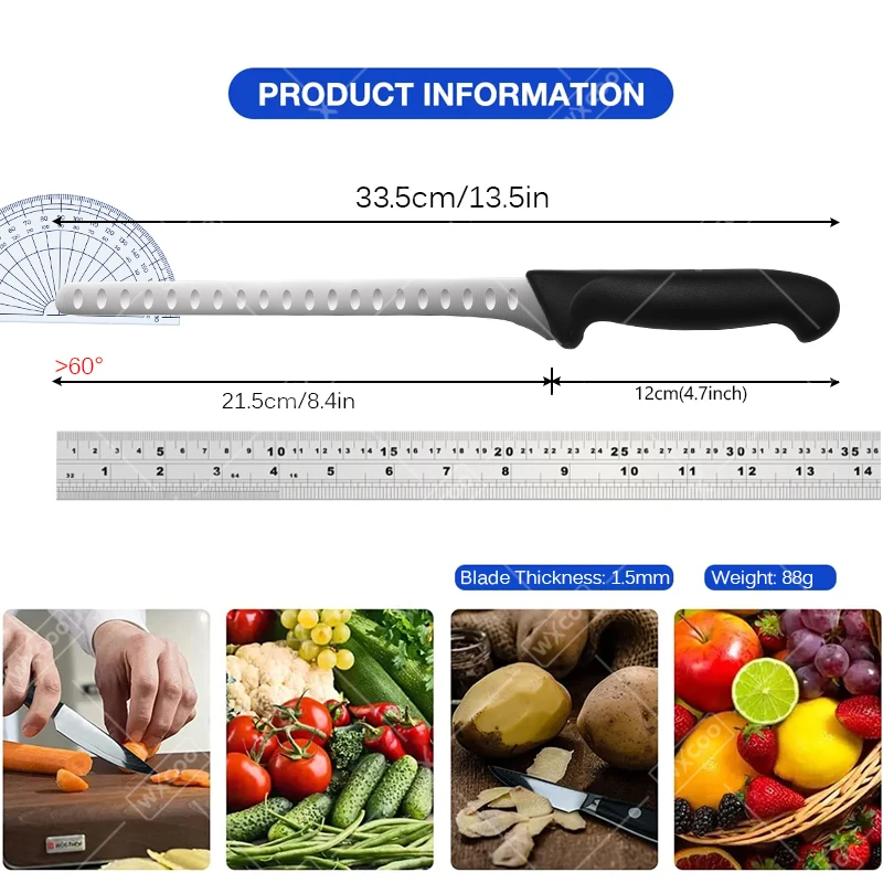 WXCOO Hand Forged Ham Knife Versatile Knife for Cooking Roasts Household Meat Slicing Stainless Steel Brisket Carving Knife view 6