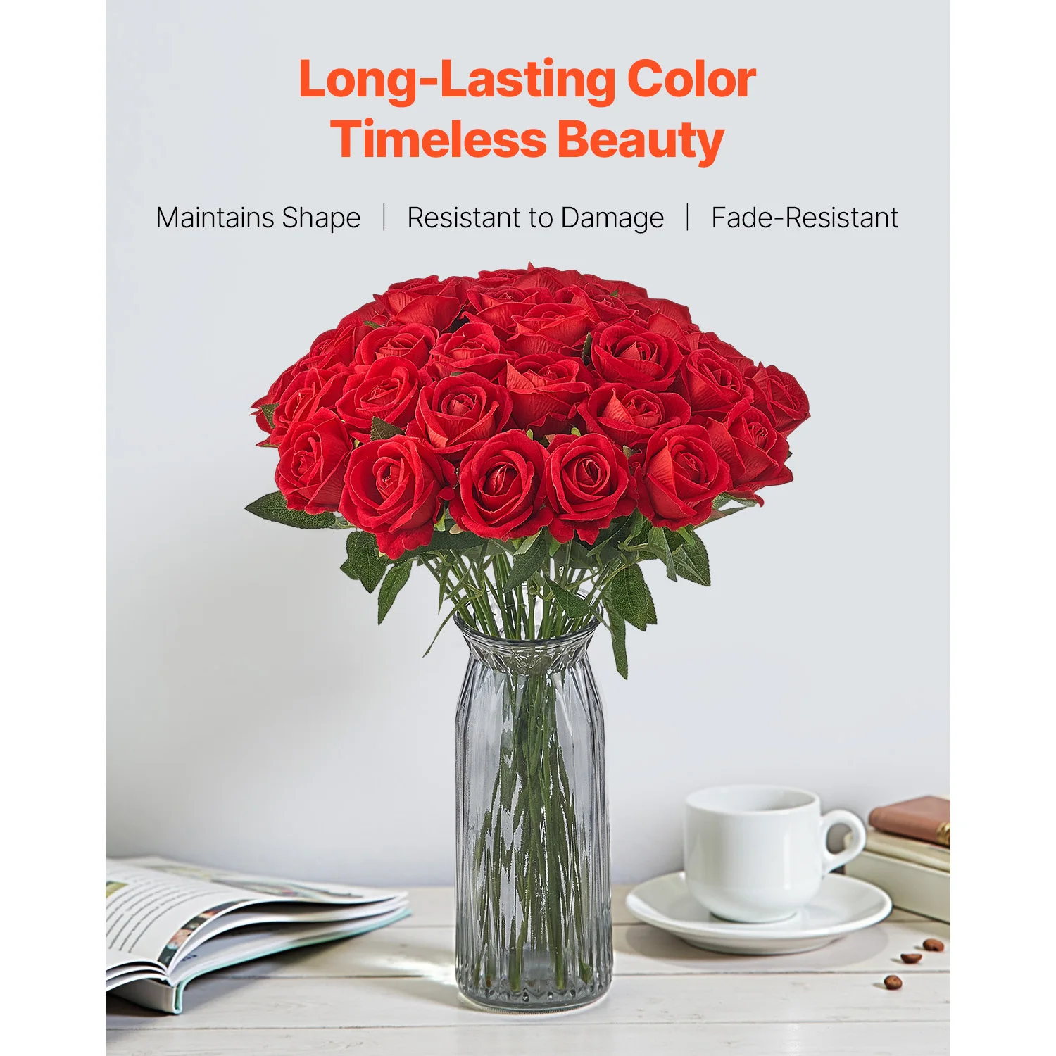 SucceBuy الزهور الاصطناعية 60/120/500 قطعة المظهر الحقيقي رغوة بيضاء الورود وهمية السائبة الأبيض/الأحمر فو دش الزفاف DIY بها بنفسك الزفاف