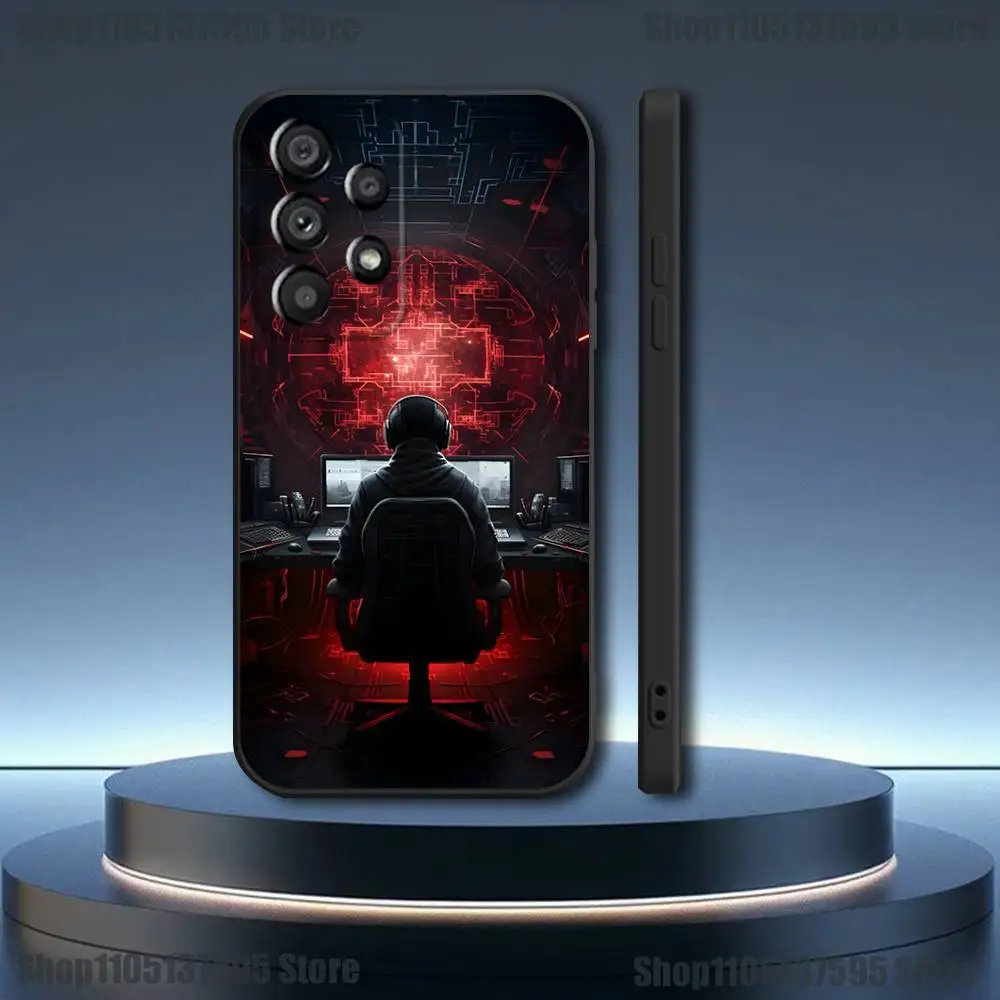 Casing Ponsel Seni Kode Komputer Hacker untuk Samsung Galaxy A73,31,32,72,41,53,52,71,22,5G,Note,J7,8,9 Sampul Hitam Lembut