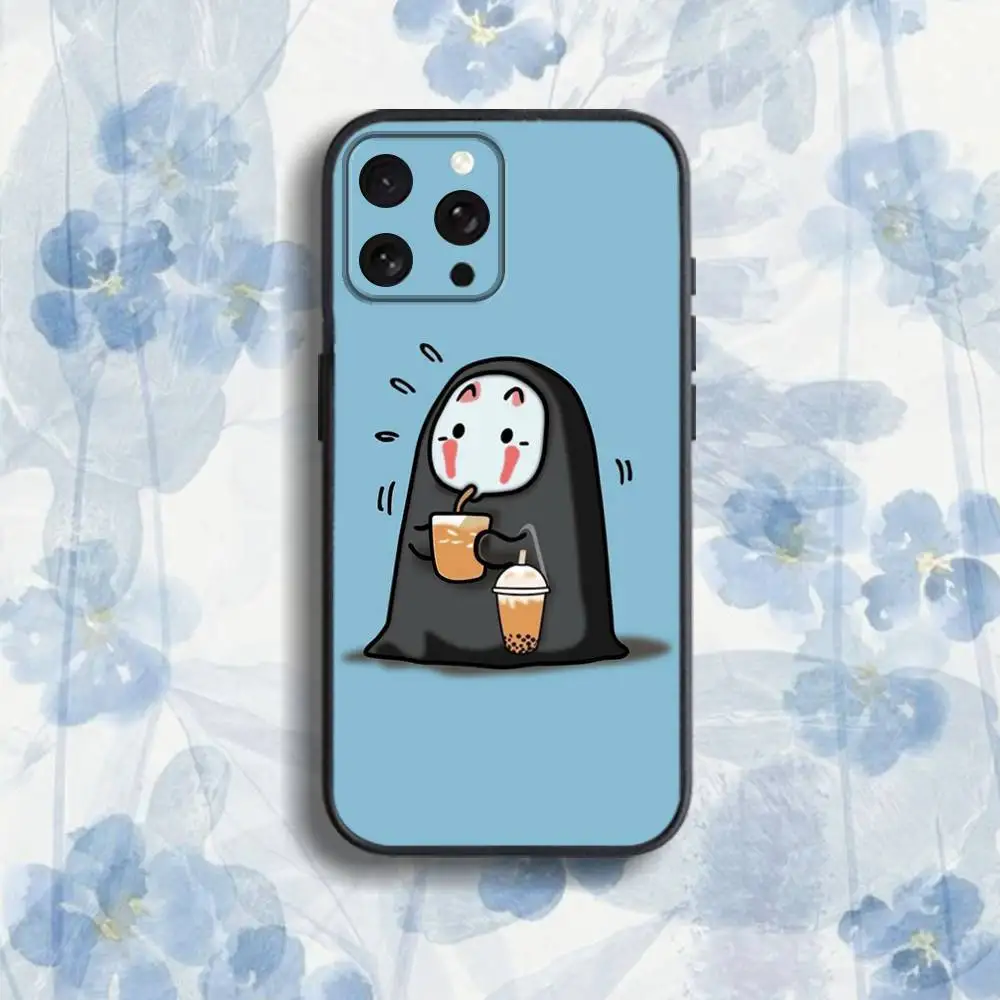 Etui na telefon C-Cartoon H-Hayao Miyazaki do iPhone'a 17, 16, 15, 14, 13, 12, Pro, Max, Plus, E, SE4, Air, Mini, czarne, miękkie, typu soft box