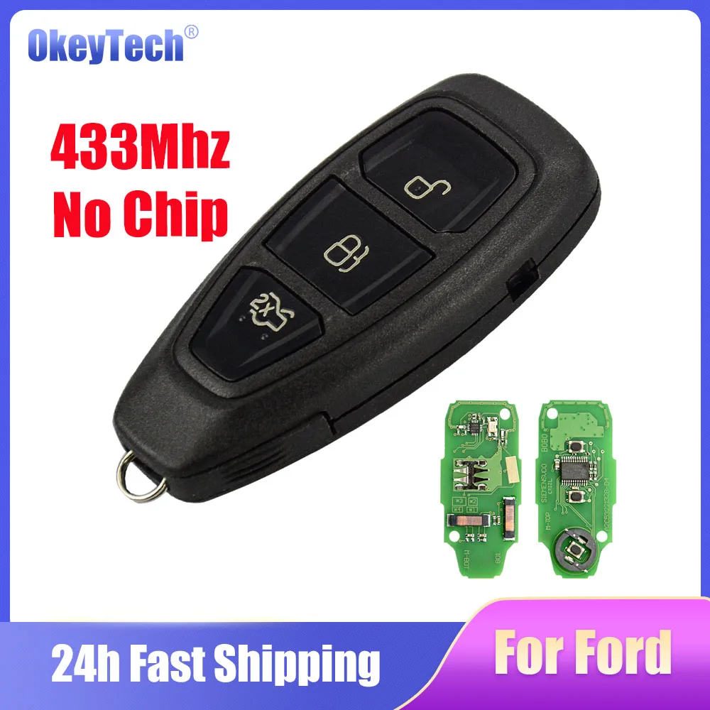 

Okeytech 3 Buttons 433Mhz Smart Car Remote Key For Ford Focus Fiesta Mondeo C-Max Kuga 2011 2012 2013 2014 2015 KR55 WK48801