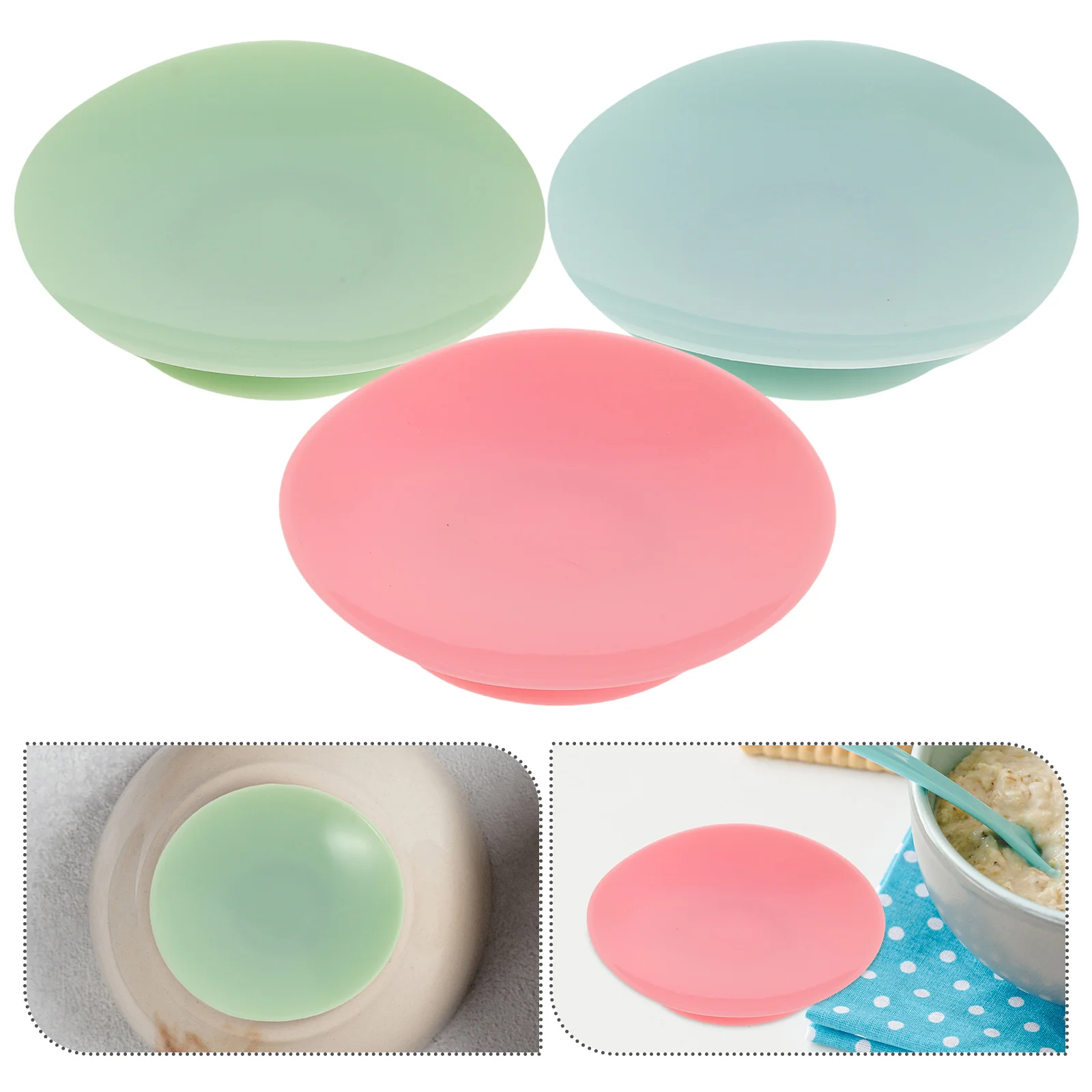 3 Pcs Silicone Suction Cup Bowl Mat Plates for Patients Baby Elder Dining Food Large Toddler with