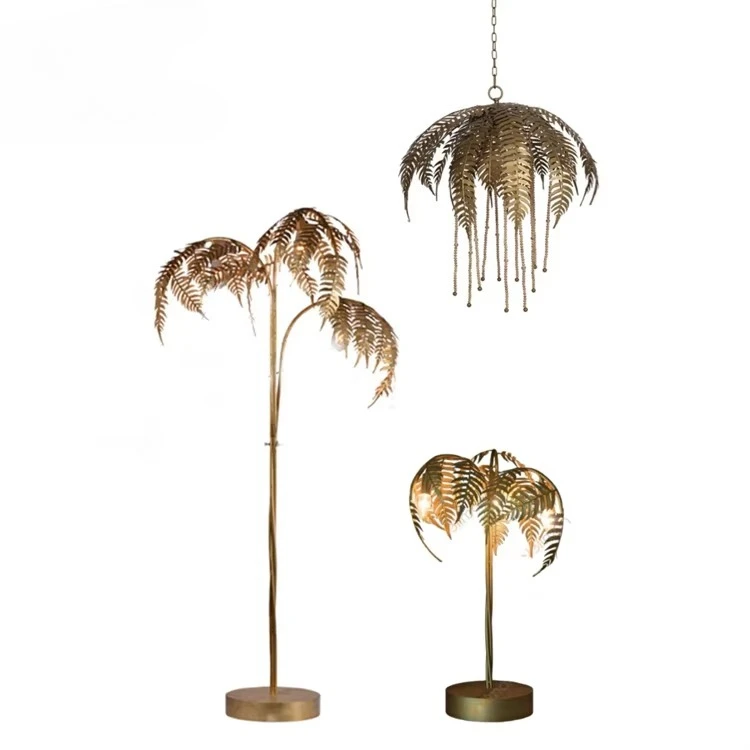 Modern LED Lighting Gold Home Hotel Decor Palm Tree Copper Nordic Standing Floor Lamp Bedroom Villa Enhancement