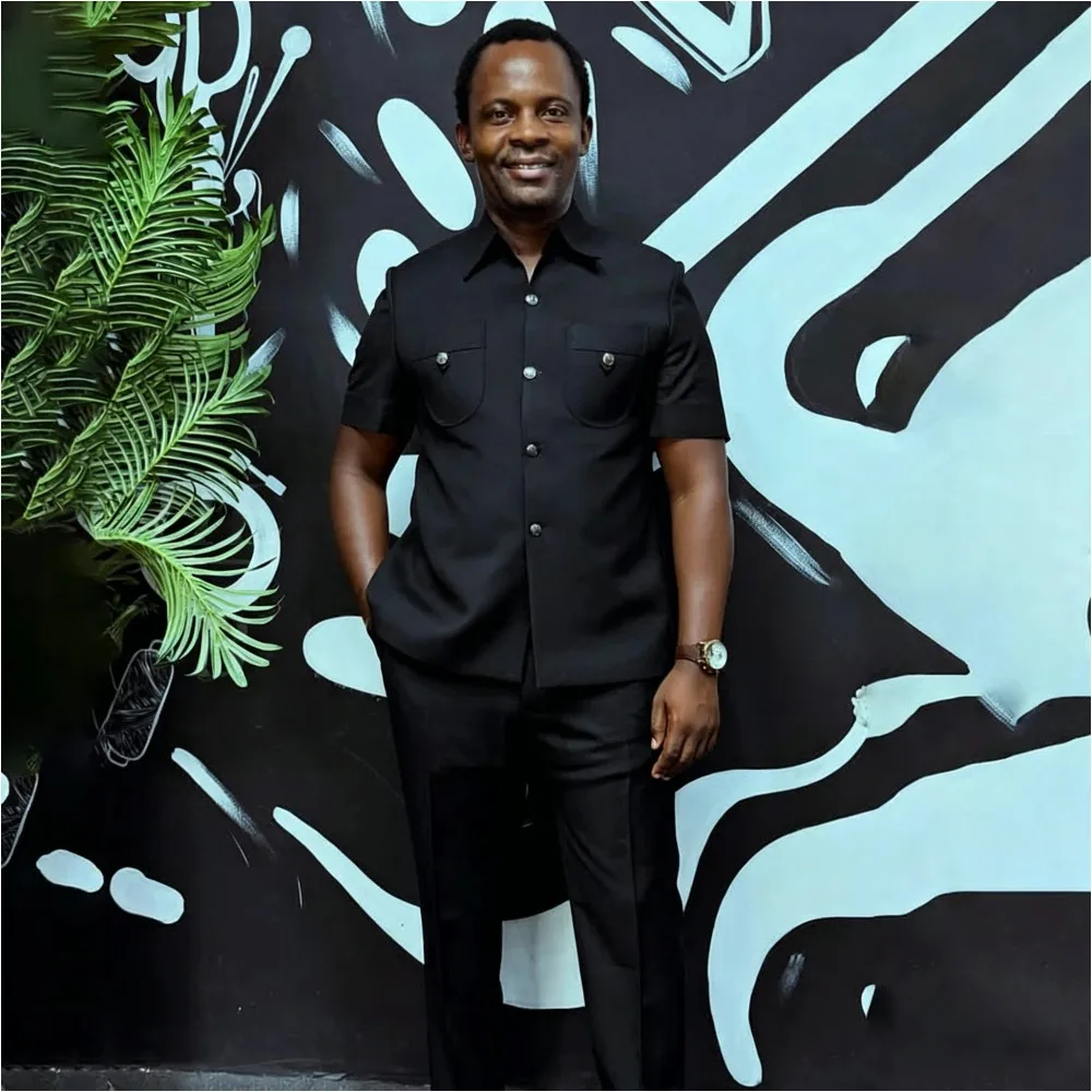 

Черный повседневный мужской костюм-сафари с коротким рукавом, однобортный, для жениха, на выпускной, летний, на заказ, комплект из 2 предметов: пиджак и брюки