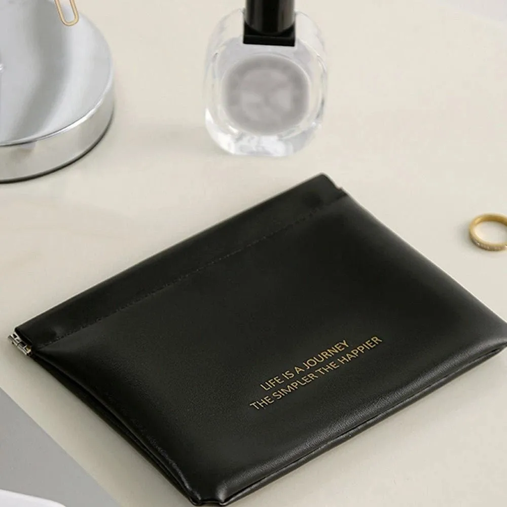Bag Cream Color Self-closing Small Item Bag Women Change Storage Bag Leaf Spring Bag PU Coin Purse Lipstick Cosmetic Bag