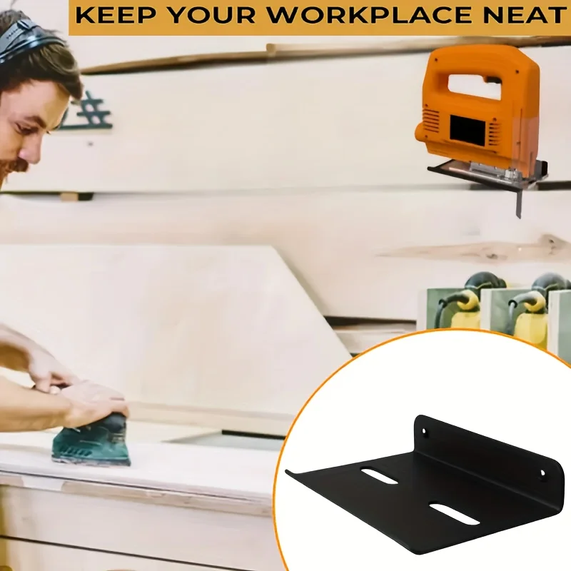 1pc Heavy-Duty Iron Wall-Mounted Floating Shelf Compatible for Blades & Tools - Space-Saving Adjustable Saw Plate Storageves