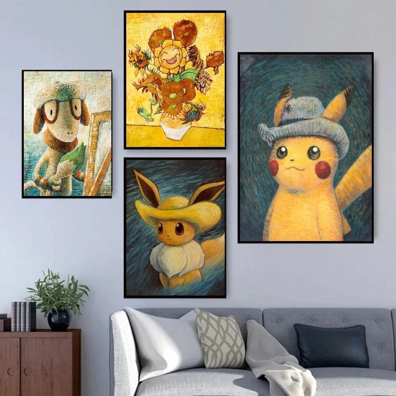 

Anime Posters Pokemon Pikachu Eevee Children Gifts Wall Art Home Picture Living Room Modular Prints Hanging Comics Pictures