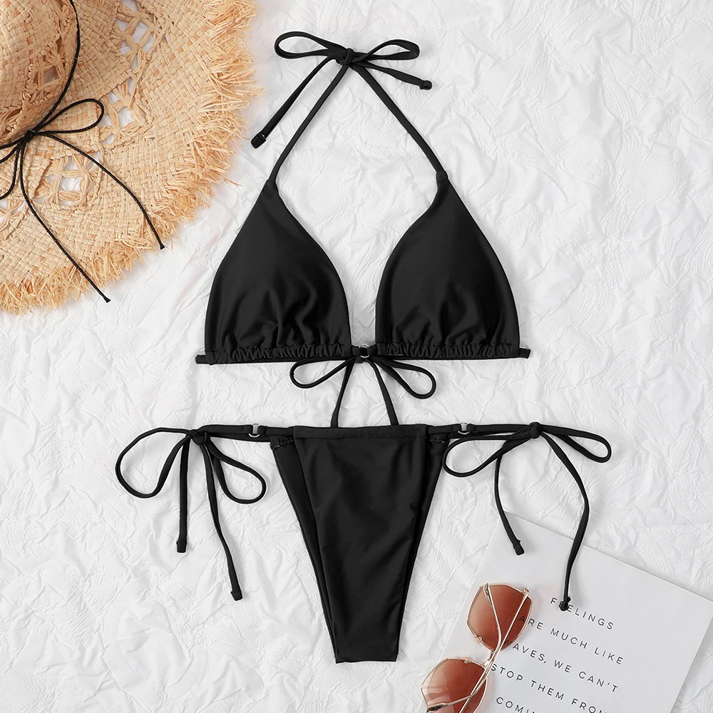 Traje de bikini de vendaje sexy para mujer, traje de baño de vendaje brasileño, traje de baño de realce de playa, traje de baño con cordones,